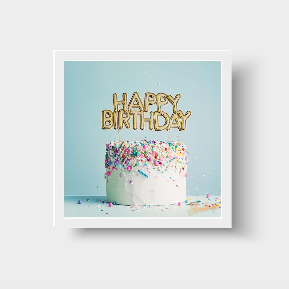Birthday Cake Gold Happy Birthday