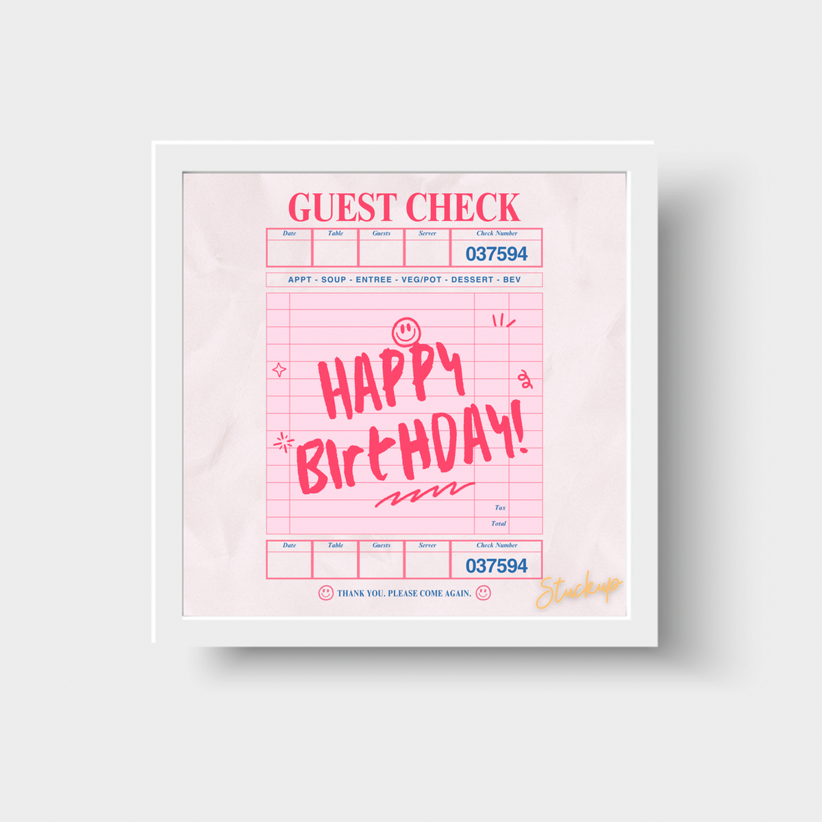 Guest Check Happy Birthday