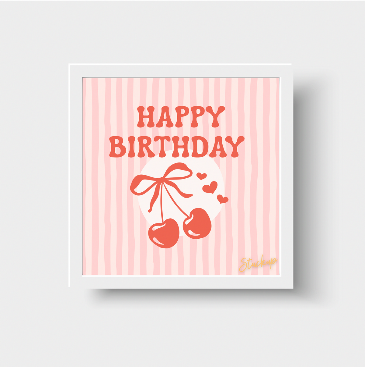 Pink Cherry Bow Happy Birthday