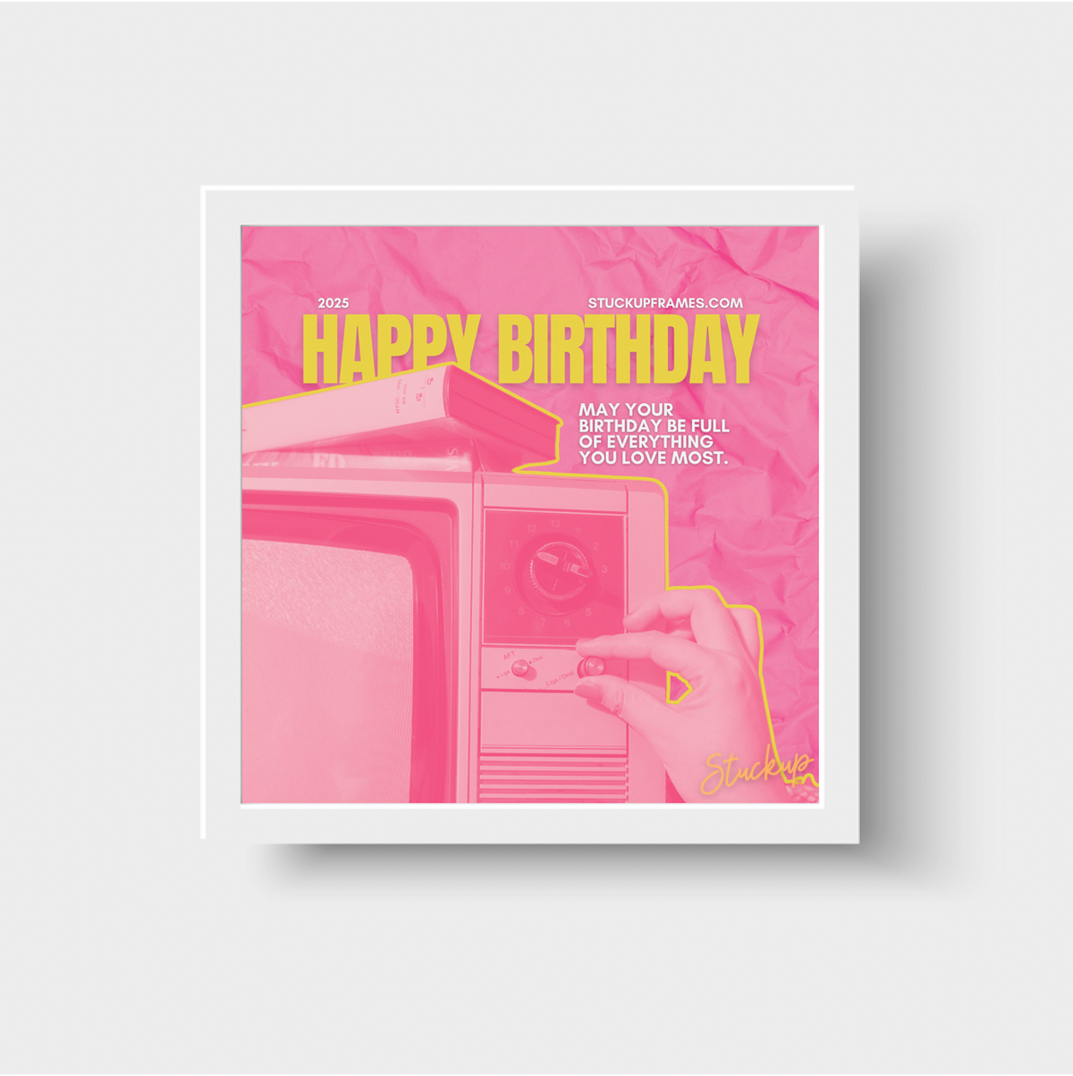 Pink Retro TV Happy Birthday