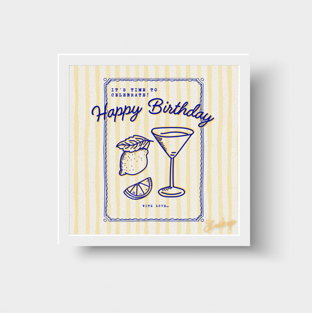 Yellow Stripe Cocktail Happy Birthday