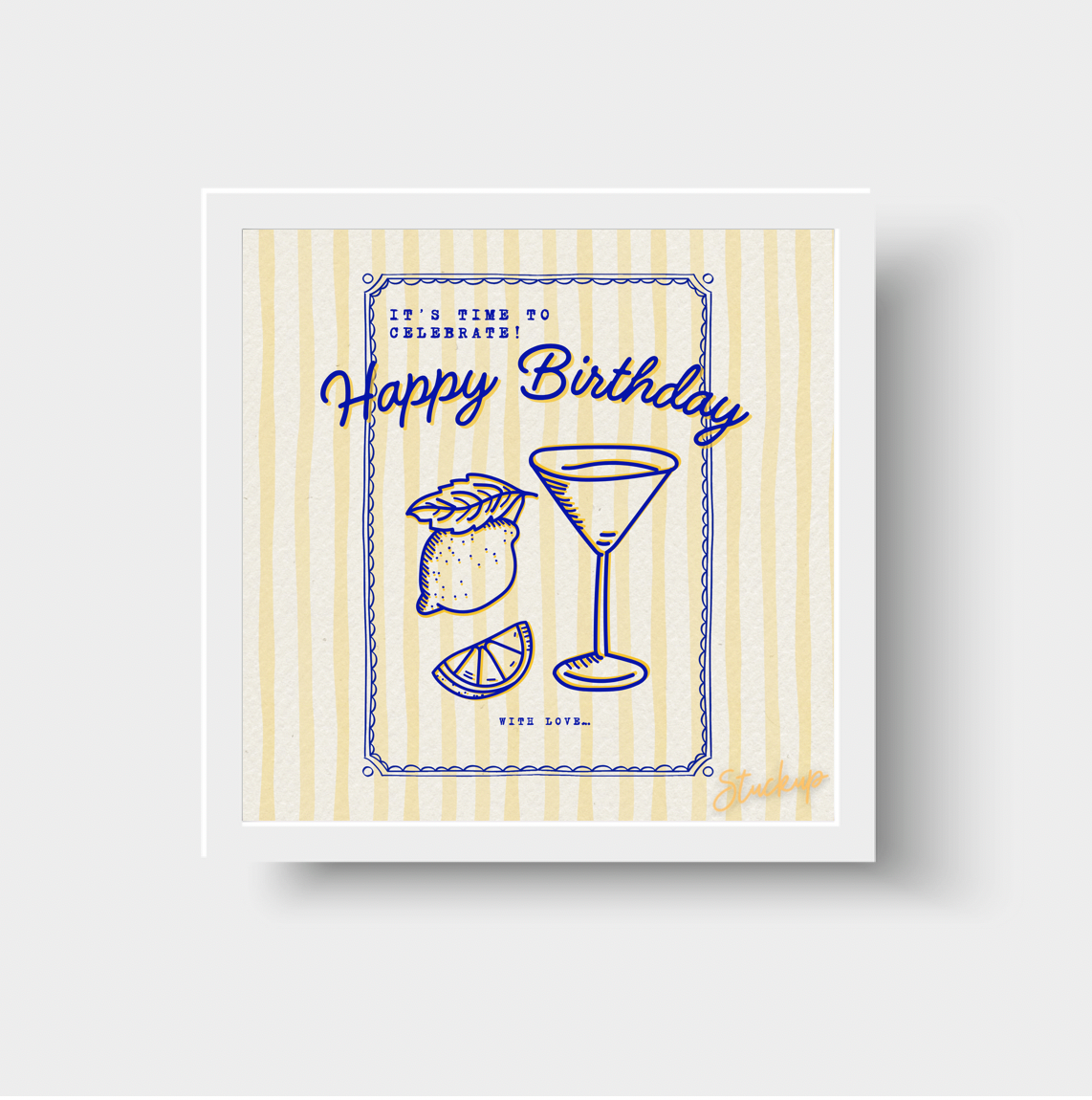 Yellow Stripe Cocktail Happy Birthday